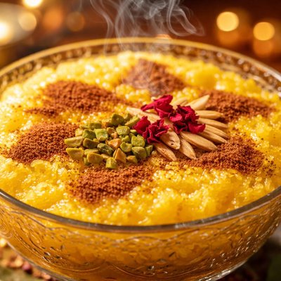 Image of Sholeh Zard Persian Iranian Dessert