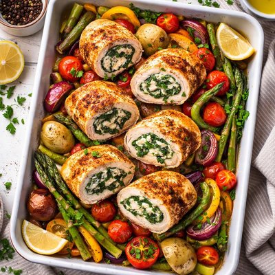 Image of Shortcut Stuffed Chicken Rolls with Veggies