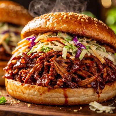 Image of Shredded Bbq Pork Cole Slaw Sandwiches