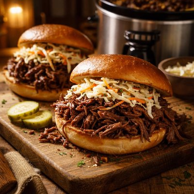 Image of Shredded Beef Sandwiches Crock Pot