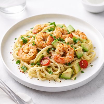 Image of Shrimp and Avocado Fettuccine
