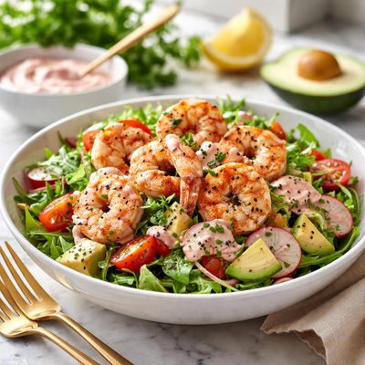 Image of Shrimp and Avocado Salad W Pink Sauce