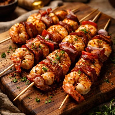 Image of Shrimp and Bacon Kabobs