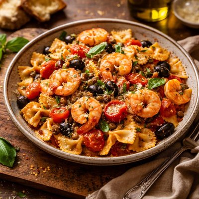 Image of Shrimp and Bow Tie Puttanesca