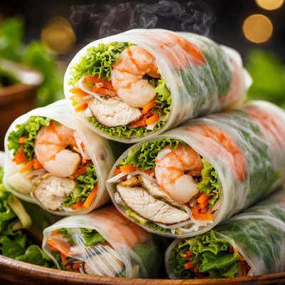 Image of Shrimp and Chicken Rice Paper Rolls