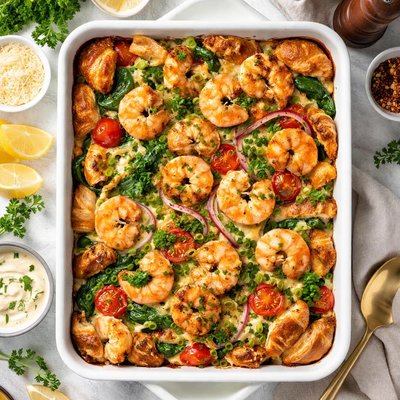 Image of Shrimp and Croissant Brunch Casserole