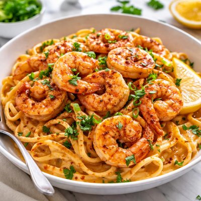 Image of Shrimp and Pasta with Creole Cream Sauce