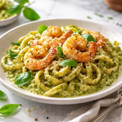Image of Shrimp and Pesto Cream Sauce