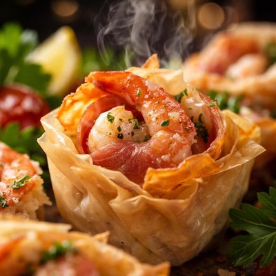 Image of Shrimp and Prosciutto in Phyllo