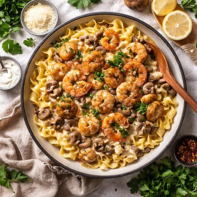 Image of Shrimp and Scallop Stroganoff