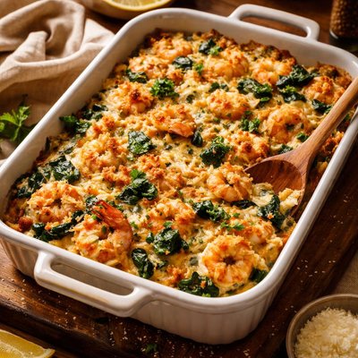 Image of Shrimp and Spinach Casserole