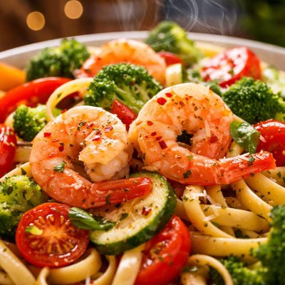 Image of Shrimp and Veggies Italiano with Pasta