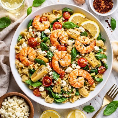 Image of Shrimp Artichoke and Feta Pasta