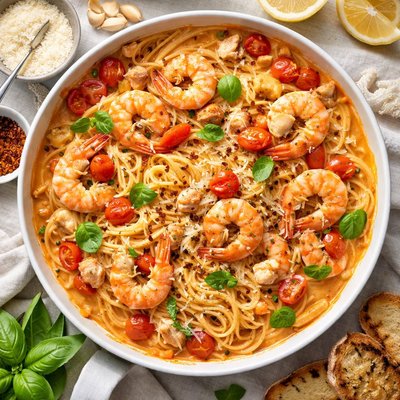 Image of Shrimp Crab Tomato Cream Pasta