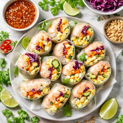 Image of Shrimp Egg Spring Roll with Sweet Hot and Sour Sauce Gluten Fr