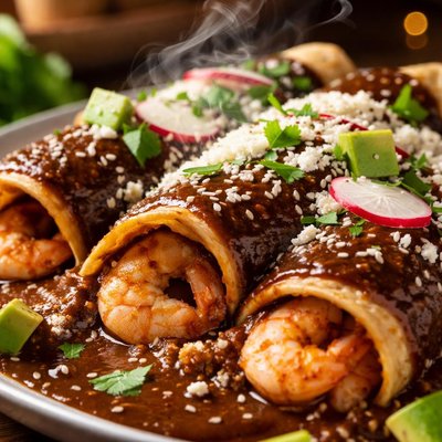 Image of Shrimp Enchiladas with Mole