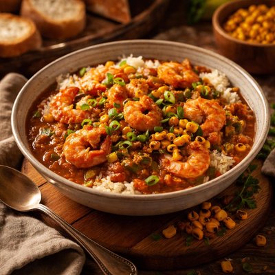Image of Shrimp Etouffee with Roasted Corn