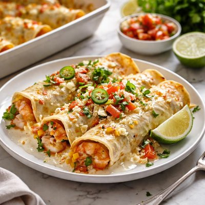 Image of Shrimp Fiesta Enchiladas with Cream Sauce