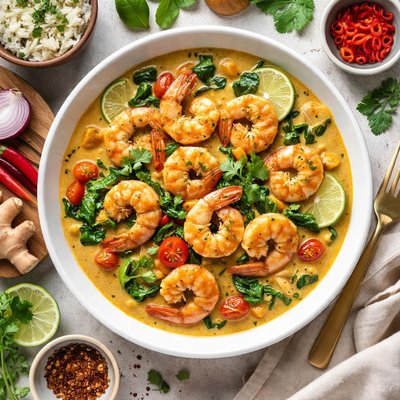 Image of Shrimp in a Light Curry Sauce