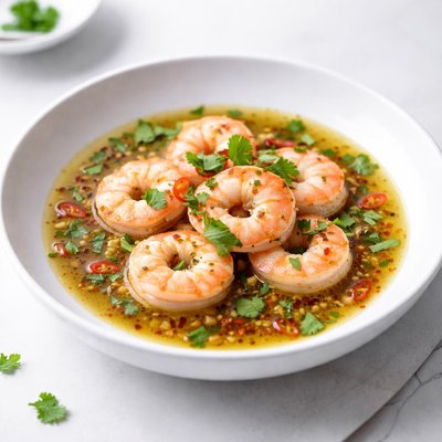 Image of Shrimp in a Spicy Ginger Cilantro Broth Clean Eating