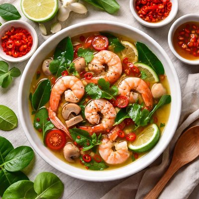 Image of Shrimp in Hot Lime Leaf Broth