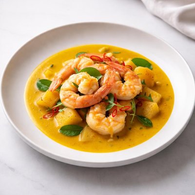 Image of Shrimp in Yellow Curry Gang Lueng Goong