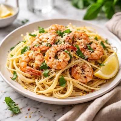Image of Shrimp Linguine with Basil Garlic Butter