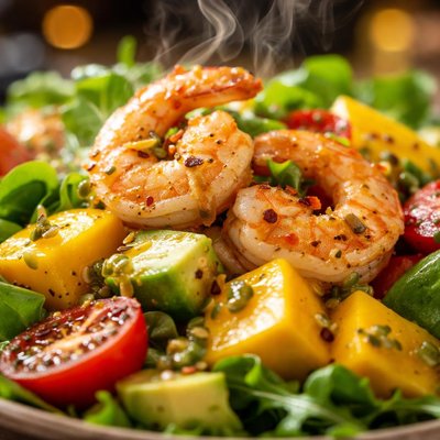Image of Shrimp Mango and Avocado Salad W Passion Fruit Vinaigrette