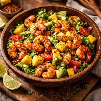 Image of Shrimp Mango and Avocado Salad with Sweet Spicy Dressing