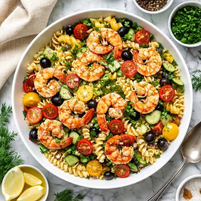 Image of Shrimp Pasta Salad with Dill and Parsley