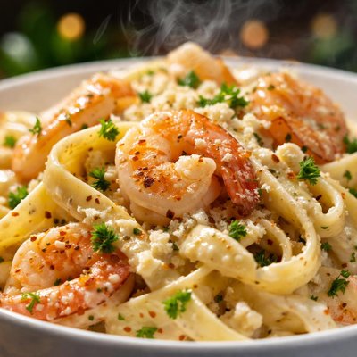 Image of Shrimp Pasta with Goat Cheese Cream Sauce