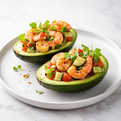 Image of Shrimp Scallop Salad in Avocado Cups