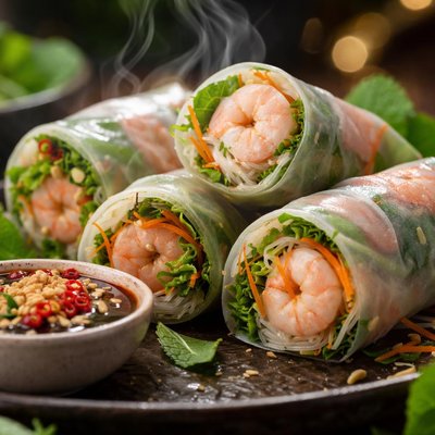 Image of Shrimp Spring Rolls with Hoisin Dipping Sauce