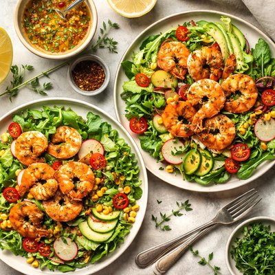 Image of Shrimp Vegetable Salad with Tarragon Chili Dressing for Two