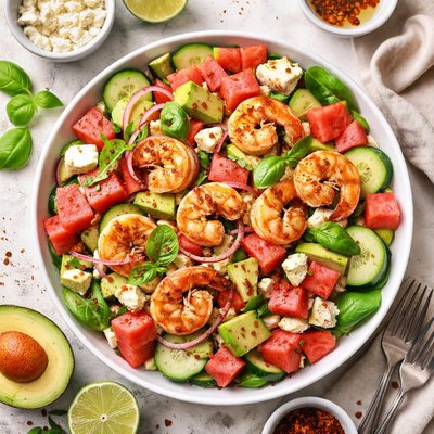 Image of Shrimp Watermelon and Avocado Salad