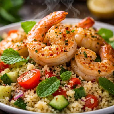 Image of Shrimp with Minty Couscous Salad