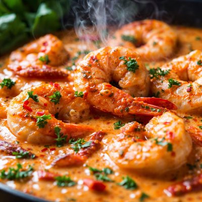 Image of Shrimp with Roasted Red Pepper Cream