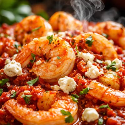 Image of Shrimp with Tomato Sauce and Feta Cheese