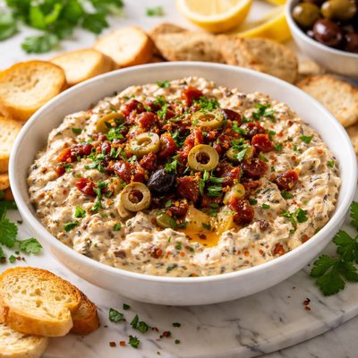 Image of Silly Easy Sun Dried Tomato Olive Dip