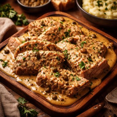 Image of Simmered Pork with Mustard Caper Sauce