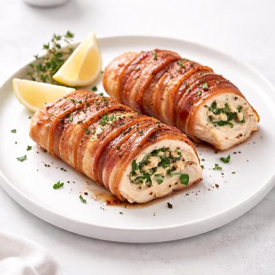Image of Simple Bacon Wrapped Stuffed Chicken Breasts