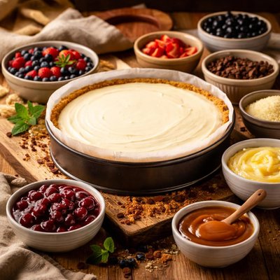 Image of Simple Basic Unbaked Cheesecake with Variations