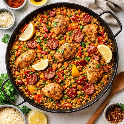 Image of Simple Chicken and Sausage Paella