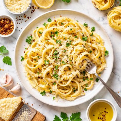 Image of Simple Fettuccine with Garlic Cheese