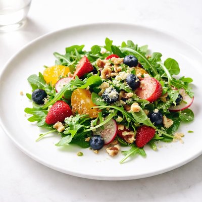 Image of Simple Greens and Fruit Salad with Gorgonzola Cheese