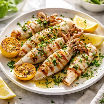 Image of Calamares a la Parrilla sin Frutos Secos con Limón y Hierbas