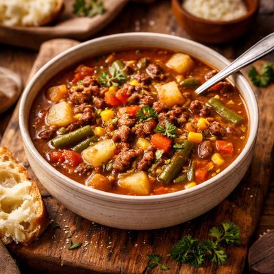 Image of Simple Hamburger Vegetable Soup