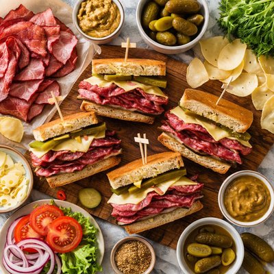 Image of Simple Hot Pastrami and Swiss Sandwiches