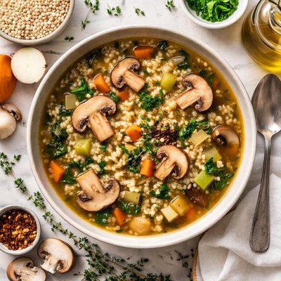 Image of Simple Mushroom Barley Soup