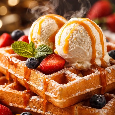 Image of Simple Pleasure Waffle Waffles and Ice Cream